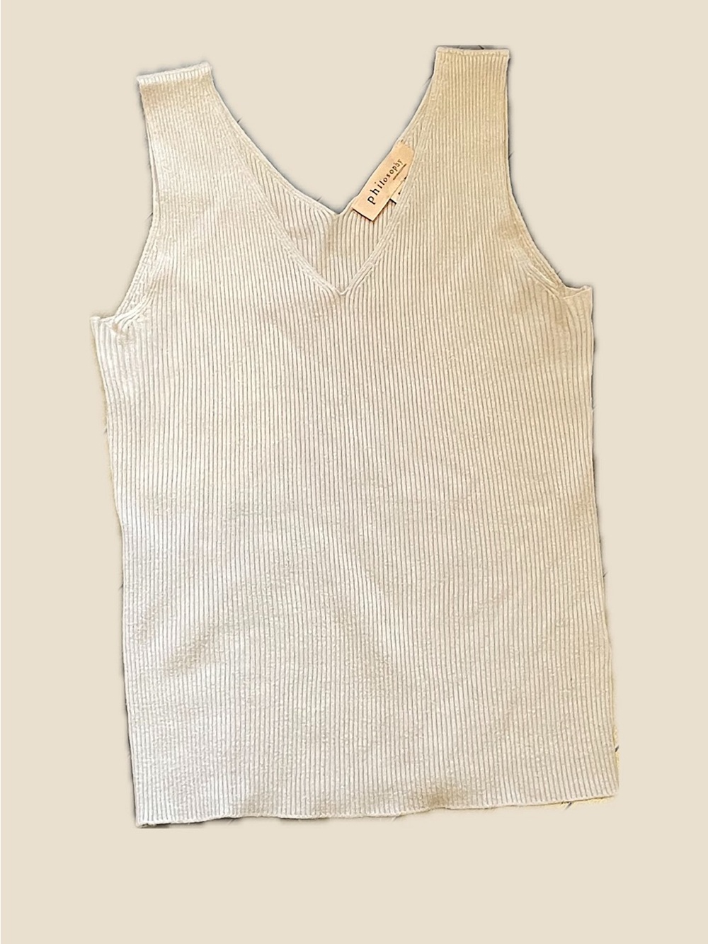 Philosophy Light Beige Ribbed Tank Top